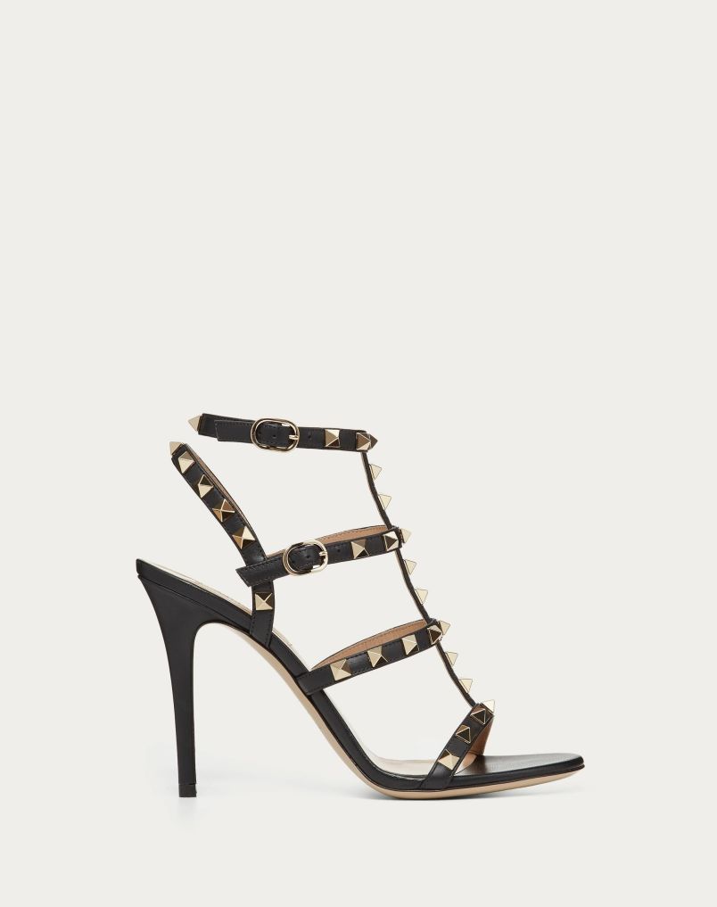 Sandals | Woman VALENTINO Rockstud Calfskin Ankle Strap Sandal 100 Mm Black