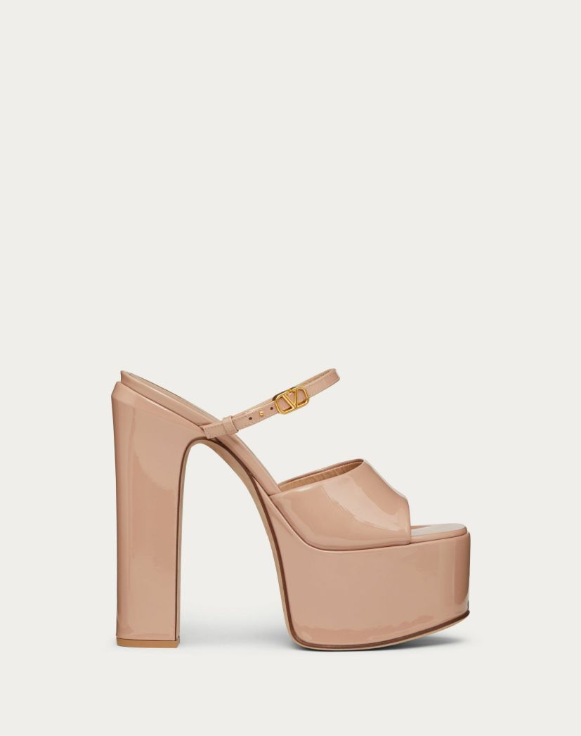 Sandals | Woman VALENTINO Valentino Garavani Tan-Go Platform Patent Leather Slide 155Mm Rose Cannelle