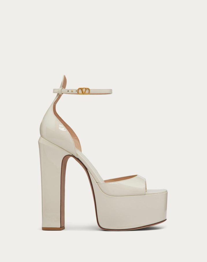 Sandals | Woman VALENTINO Valentino Garavani Tan-Go Platform Patent Leather Sandal 155Mm Light Ivory